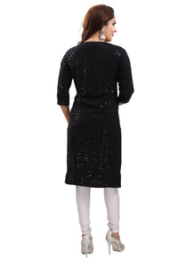 QUEEN SHIELD Women's  Knee Length Rayon Chikan-Kari KurtaKurti (QS_6631)