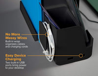 Bostitch Office Konnect Charging Station Desk Organizer Base, USB Phone Stand Compatible with Cell Phones & Tablets, Black