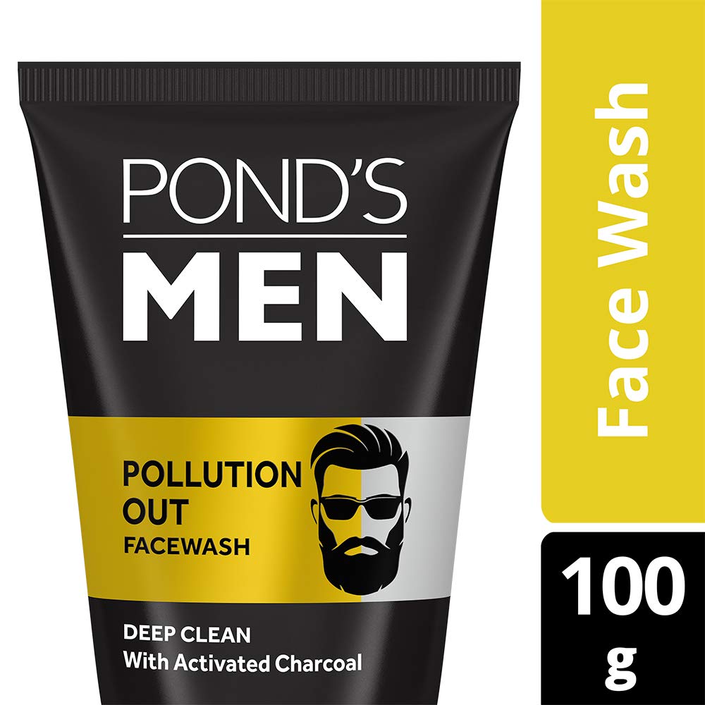 Pond's  Men Pollution Out Activated Charcoal Deep Clean Facewash, 100g & Men's  Energy Bright Face Wash Coffee Beans Bright Skin, 100g