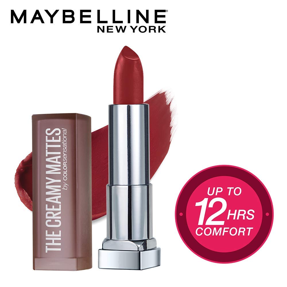 Maybelline New York Colossal Kajal, Black, 0.35g And Maybelline New York Color Sensational Creamy Matte Lipstick, 691 Rich Ruby, 3.9g