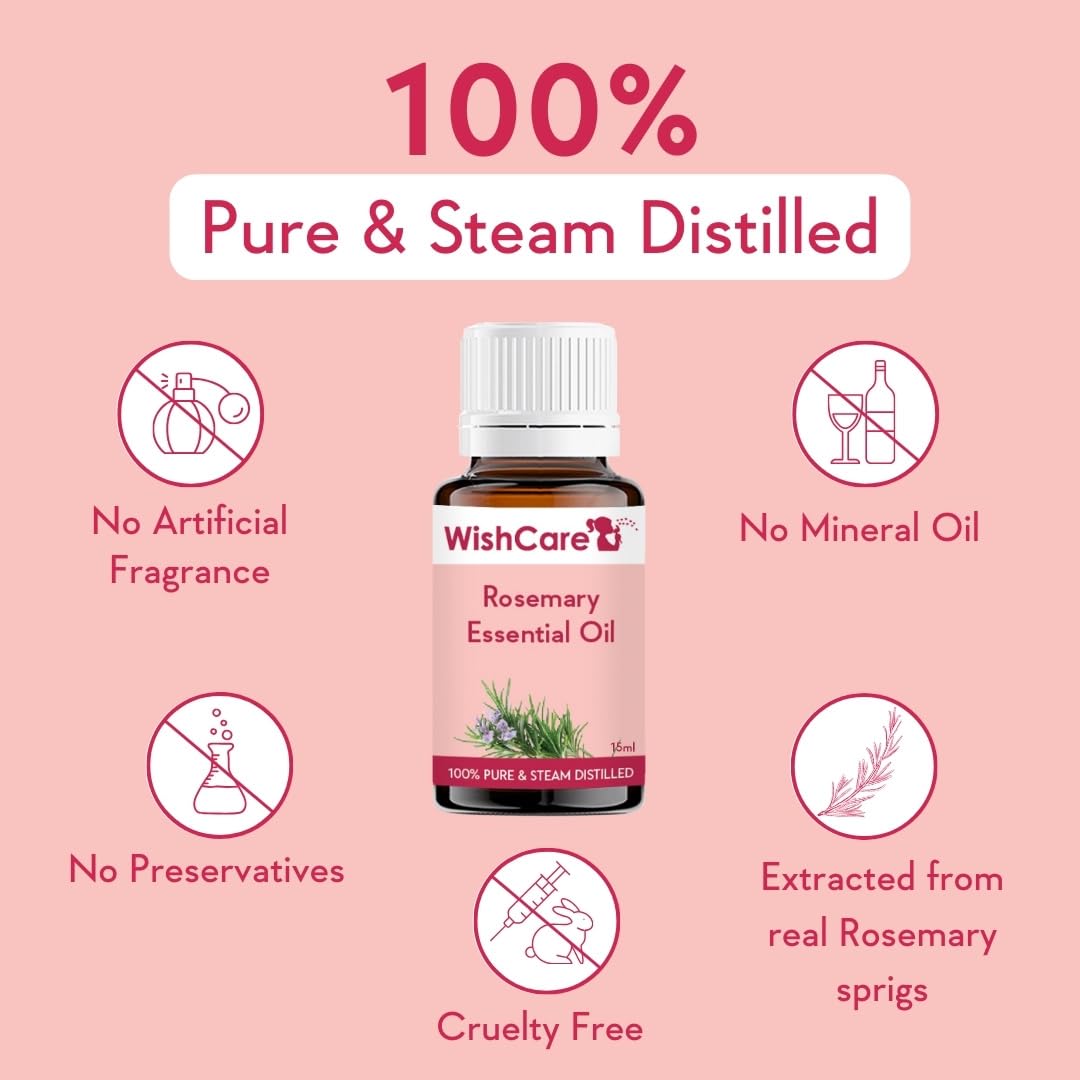 WishCare® Rosemary Essential Oil 15 ML - 100% Pure, Undiluted & Natural