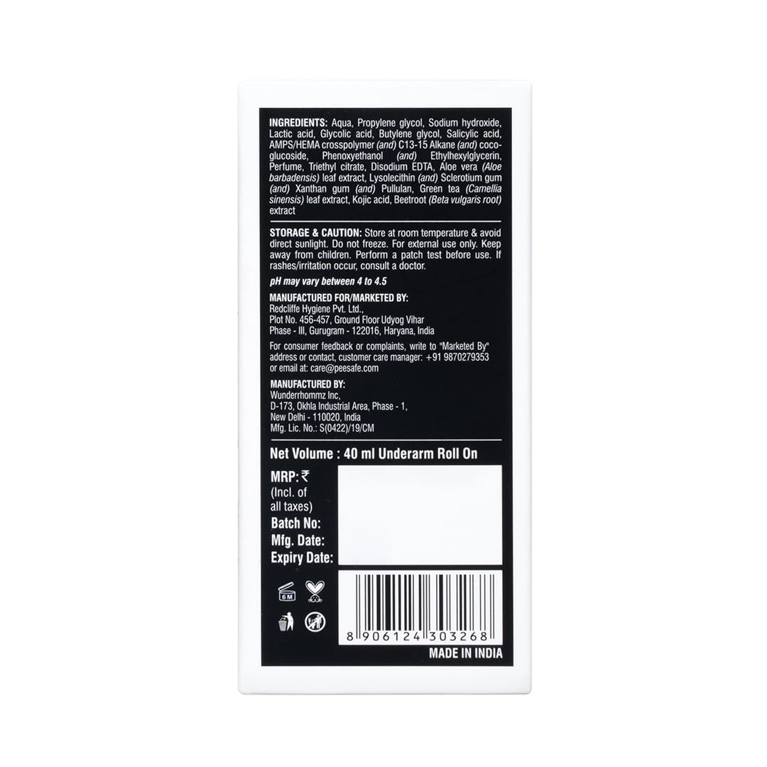 FURR 4% AHA BHA Underarm Roll On with Kojic Acid | 40ml | Aqua Fresh Fragrance | Helps Reduce Pigmentation, Prevents Body Odour & Brightens Skin | Dermatologically Tested | Antiperspirant