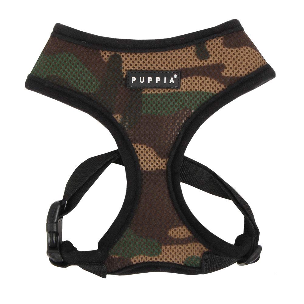 Puppia Soft Dog Harness No Choke Over-The-Head Triple Layered Breathable Mesh Adjustable Chest Belt and Quick-Release Buckle, Camouflage, XX-Large Camo