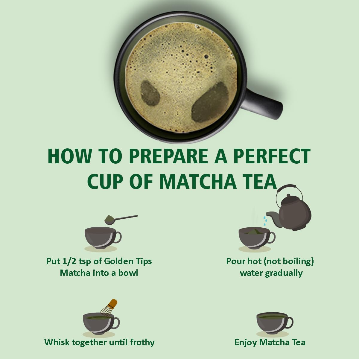 Golden Tips Authentic Japanese Mint Matcha Green Tea Powder – 100g (100 Servings) Tin Can, No Additives, Antioxidant-Rich Superfood, No Artificial Sweeteners