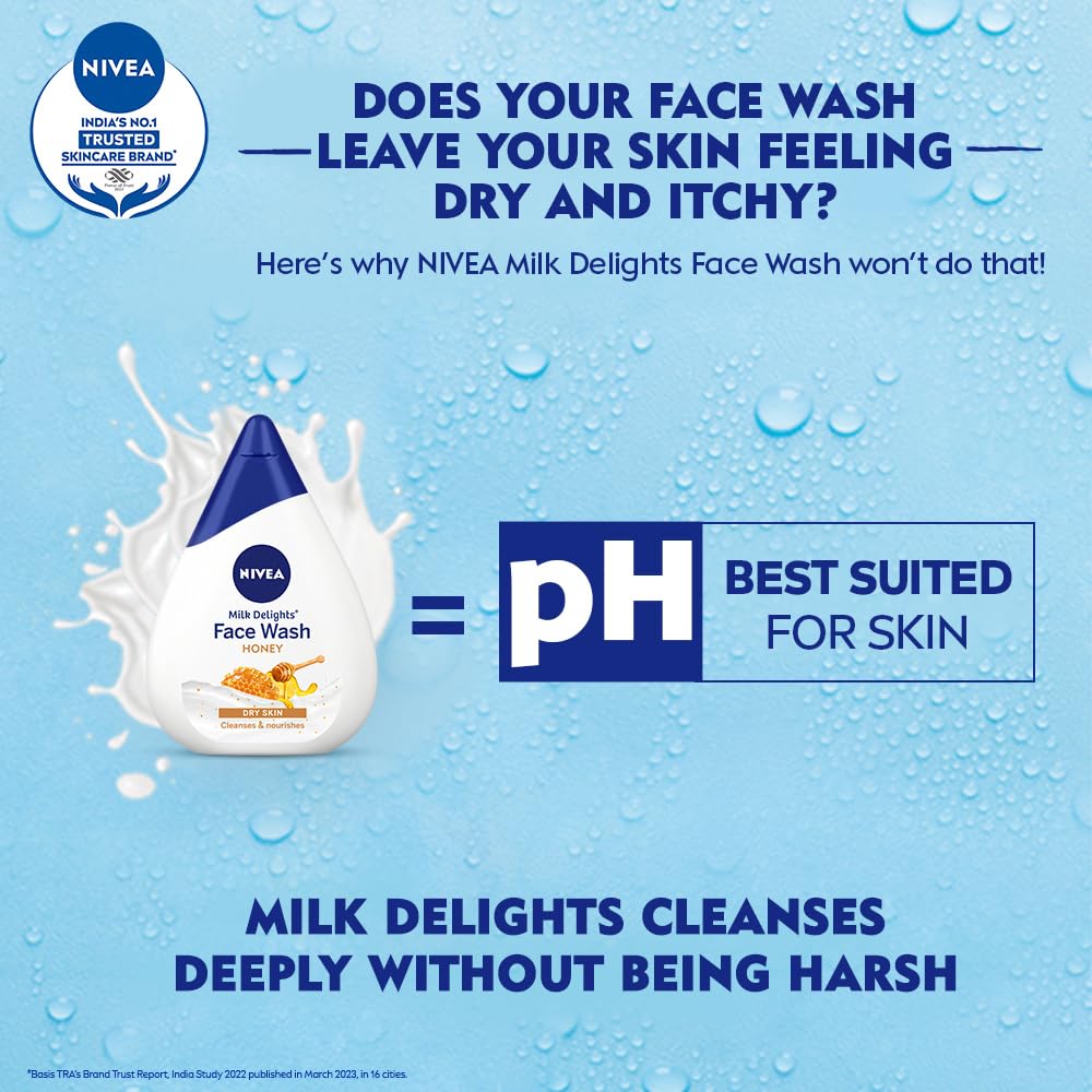 NIVEA Milk Delights Face Wash Moisturizing Honey For Dry Skin 50ml, 50 ml