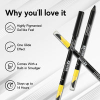 recode Turning Heads Crayon Gel Matte Eyeliner Pencil Cum Kajal Pencil Comes With Smudger On Other Side, Longlasting, Water-Proof & Smudge-Proof Formula, Black, 1.2Gm