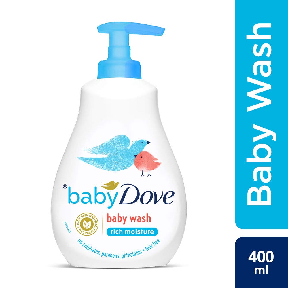 Baby Dove Rich Moisture Hair to Toe Baby Wash, 400 ml & Rich Moisture Nourishing Baby Lotion (200ml) Combo