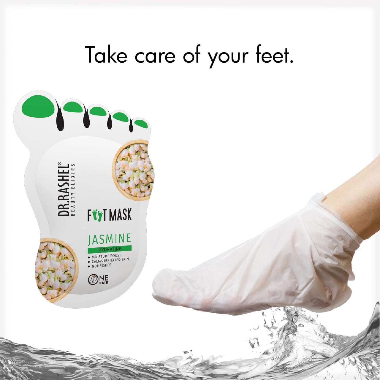 Dr.Rashel Jasmine Peeling Mask for Cracked Feet | Dead Skin Remover | Heel Peel Pedicure | At Home Foot Care | Lavender | Exfoliant Foot Crack Mask with Moisturising Agents