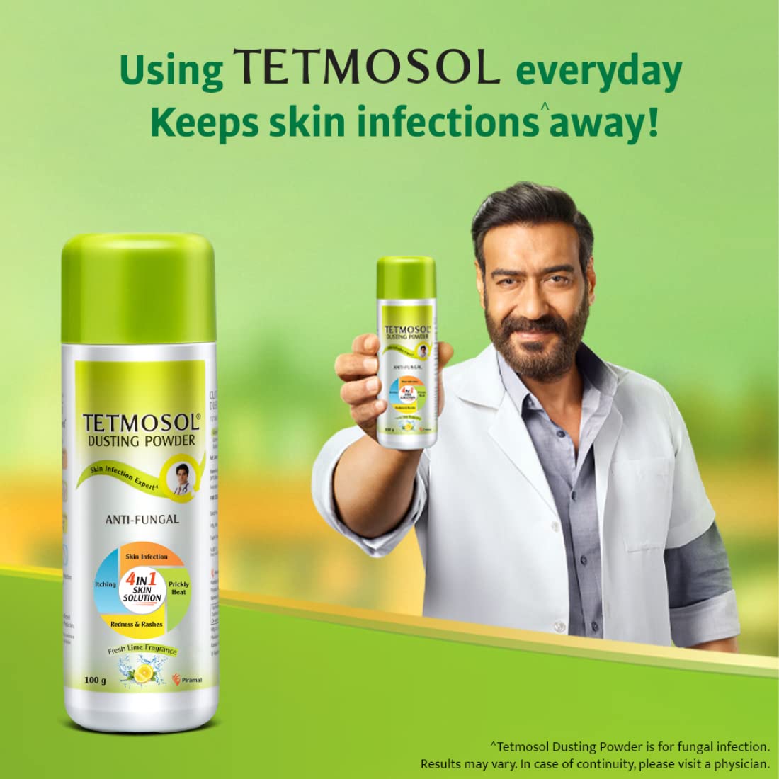 Tetmosol Anti-fungal Dusting Powder - for daily use - fights skin infections, prickly heat, itching - Pack of 3 (3x100gms)