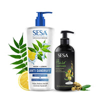 Sesa Anti Dandruff Shampoo and Conditioner Combo Hairfall Control Anti Dandruff Shampoo Infused with 17 Ayurvedic Herbs Smooth & Shiny Hair For Men & Women 500 ml + 300ml