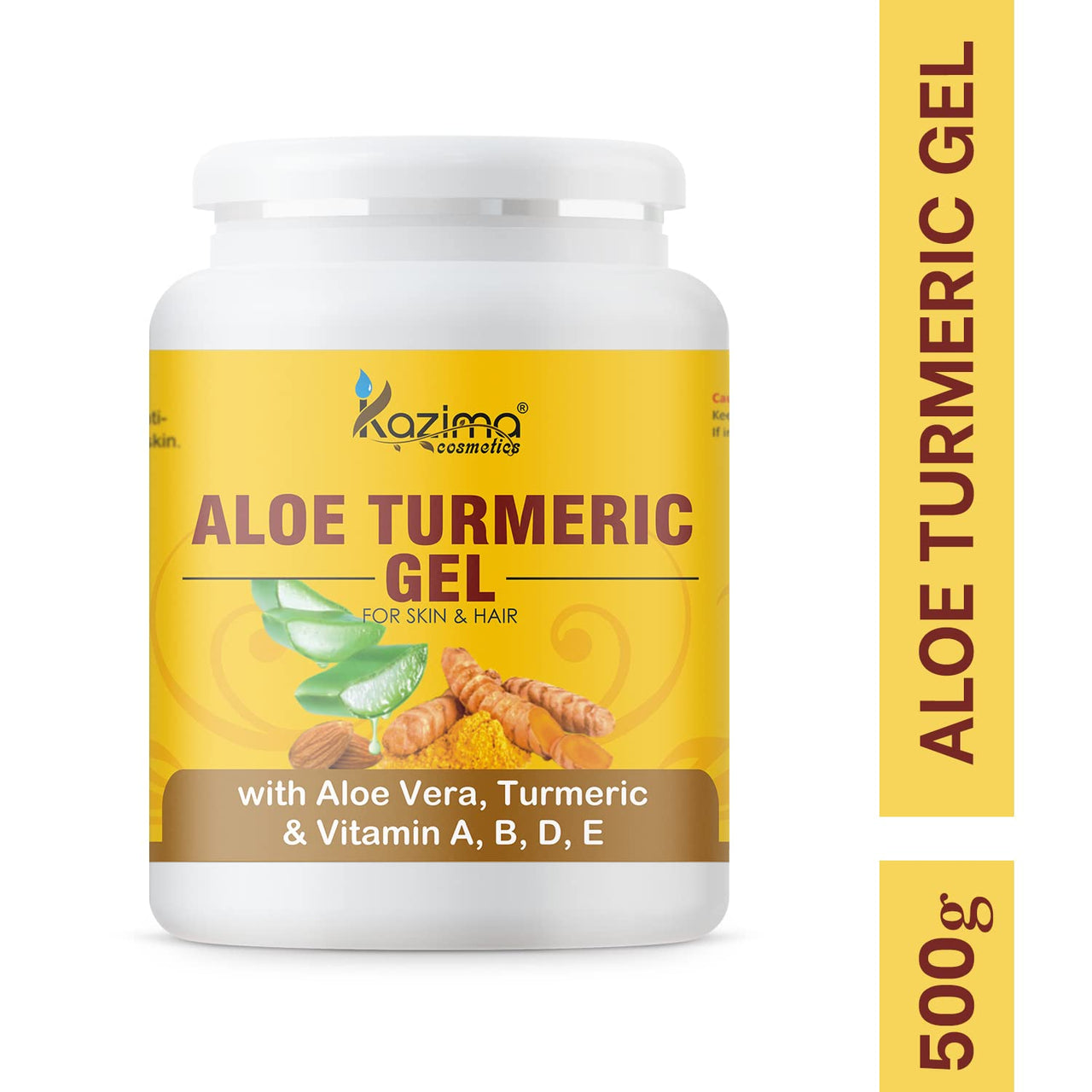 KAZIMA Aloe Turmeric Gel for Face and Body, 500gm | with Multivitamins, Turmeric and Pure Aloe Vera for Soothing, Hydrating, & Moisturizing | Brightening Gel for Dark Spots and Hyperpigmentation