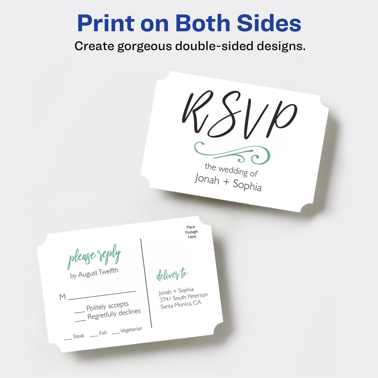 Avery Postcards with Scalloped Corners and Sure Feed Technology, 3.5" x 5", Matte White, 100 Cards Total, Laser/Inkjet Printable Cards (5626)