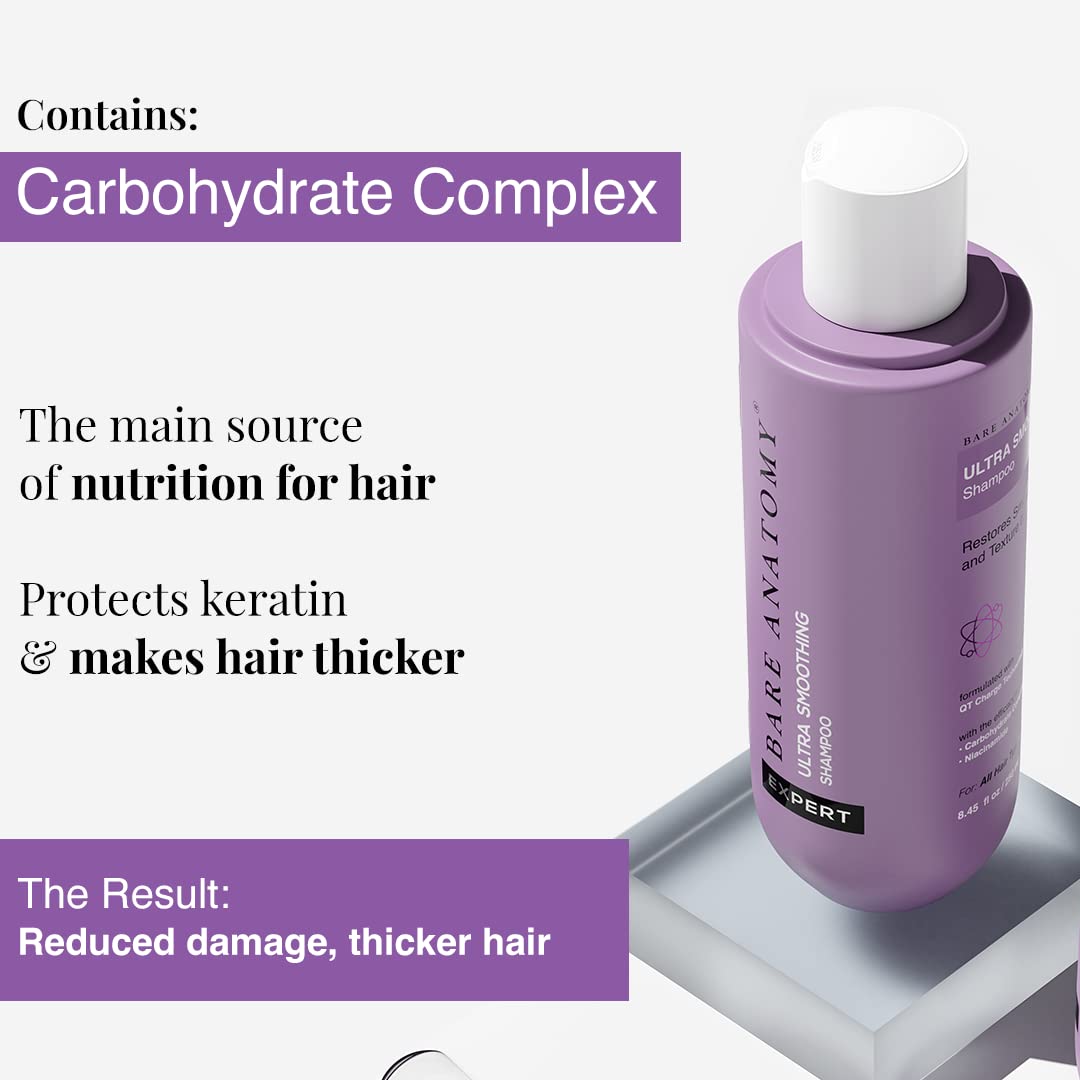 Bare Anatomy Anti Hair Fall Shampoo|5x Hair Fall Control & Growth - 250ml and Bare Anatomy Ultra Smoothing Shampoo for Dry and Frizzy Hair | For Men & Women -250ml