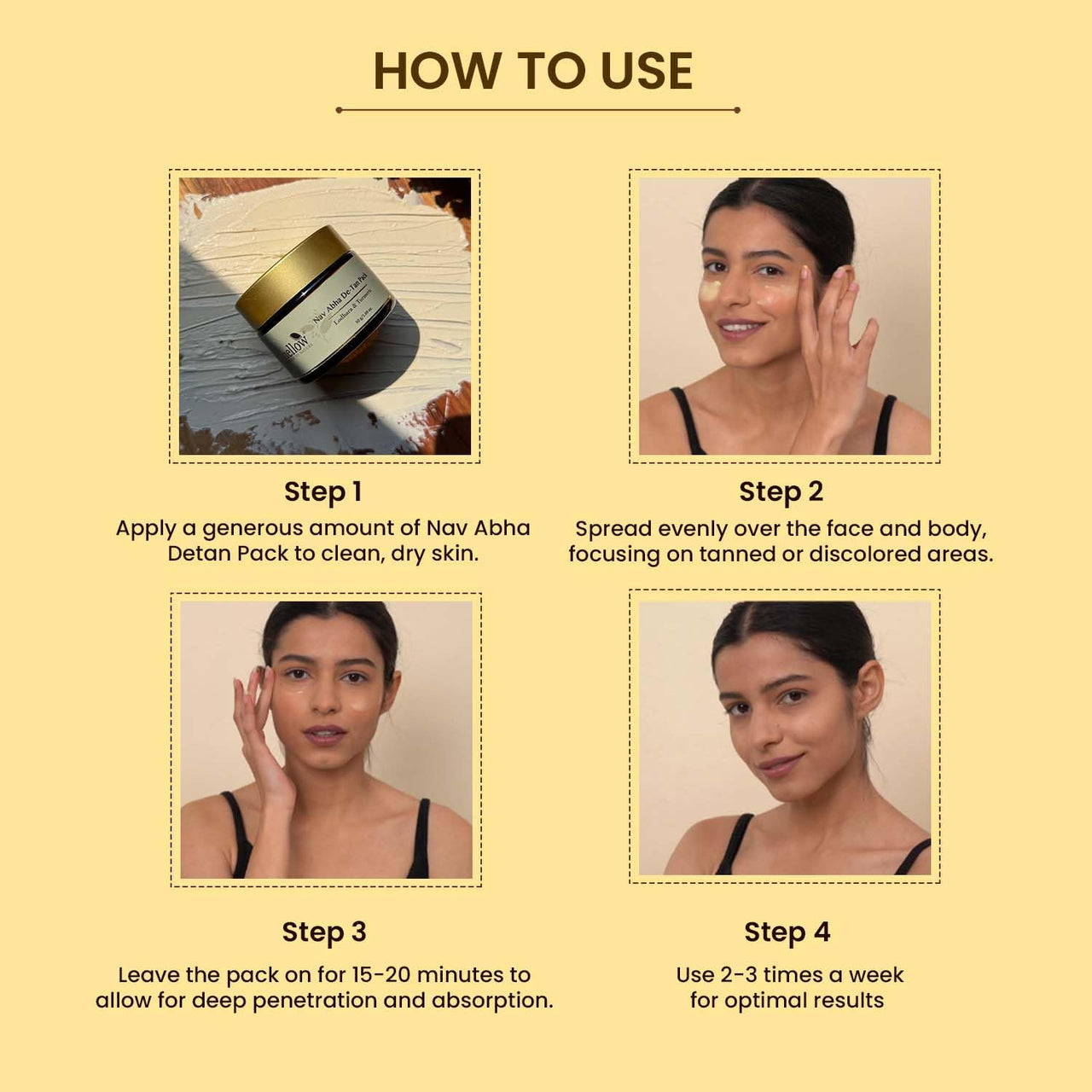 Mellow Herbals Nav-Abha Detan Face pack (50gm) with Almond Oil, Mulethi, Lodhara, Turmeric & Ghrta Laal Chandan | For Radiant, Even & Natural Looking Skin | Helps To Remove Sun Tan & Dark Spots | Ayush Certified | GMO, Paraben and Silicone Free