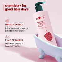 Plum Hibiscus & Ceramides Long & Healthy Shampoo | Hydrates & Conditions Hair, Prevents Split Ends |Contains Hibiscus Extracts, Ceramides | SLS & Paraben Free| 100% Vegan | 250ml