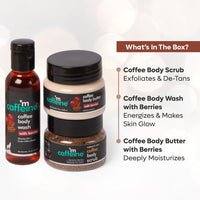 mcaffeine Body Care Gift Set With Berries Body Wash, Body Scrub & Body Butter|Gift Set For Men And Women|Birthday Anniversary Wife Couples Gift Box With 3 Travel Sized Premium Products