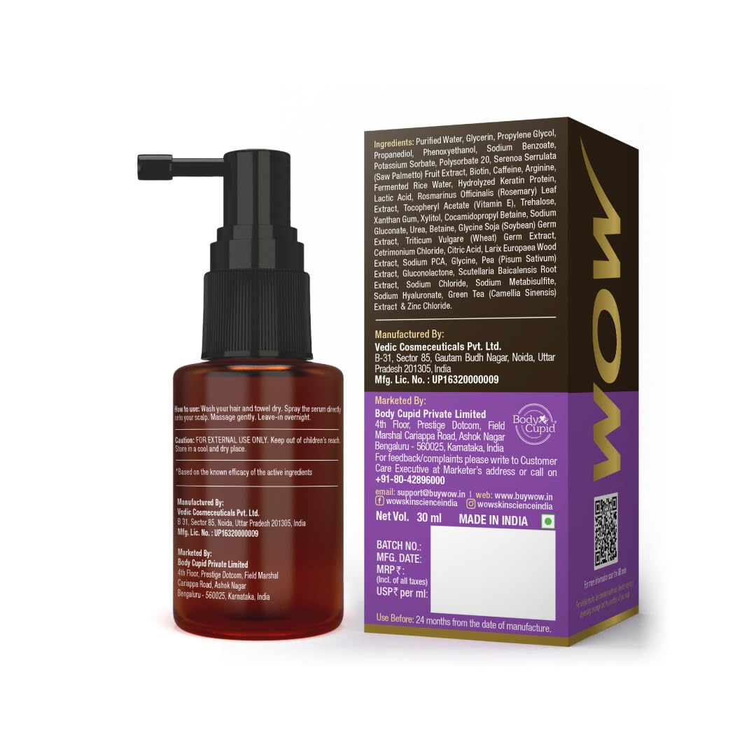 WOW Skin Science Rosemary Pro Hair Growth Serum| Stimulates Hair Growth| Strengthens Roots | Adds Volume | Gives Fuller Looking Scalp| Powered By Rosemary, Redensyl, Anagain, Biotin & Baicapil | 30ml
