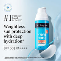 Neutrogena Hydro Boost Face Sunscreen SPF50+ PA++++ | Hyaluronic Acid & Niacinamide | UVA, UVB and Long UVA protection | Oily & Sensitive Skin | Non Greasy & No White Cast | Hydrating Fluid | 50ml
