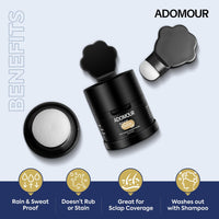 Adomour Mud Hairline Shadow Powder for Men and Women| Root touch up Powder| Sweat Resistant and Stain Proof 48 hour formula | Instantly Conceals Hair Loss, Bald Patch and Grey Hair 6g (Black)