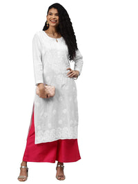 Ada Lucknowi Hand Embroidered Chikankari Straight Cotton Kurti Kurta for Women A188271