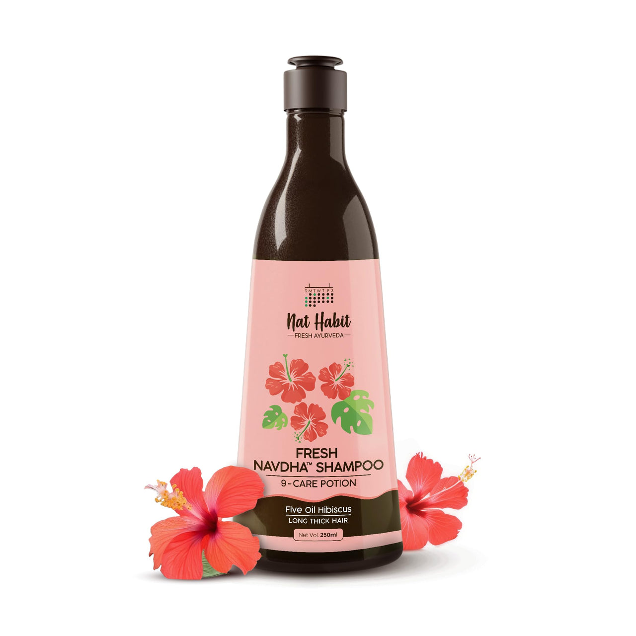 Nat Habit Sulfate-Free Natural Five Oils Hibiscus Hair Growth Shampoo, Navdha Shampoo for Women and Men (Pack of 1 X 250ml)