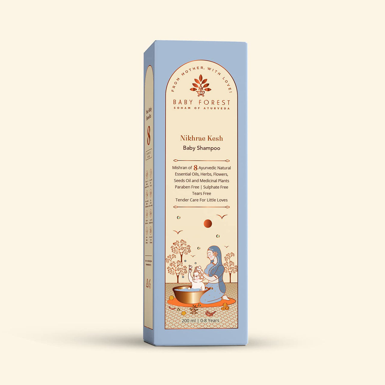 Baby Forest Nikhrae Kesh Baby Shampoo Infused With Paraben- Free | Contains 8 Ayurvedic Natural Essential Oils, Herbs, Flowers, Seeds oil & Medicinal plants | 200ml