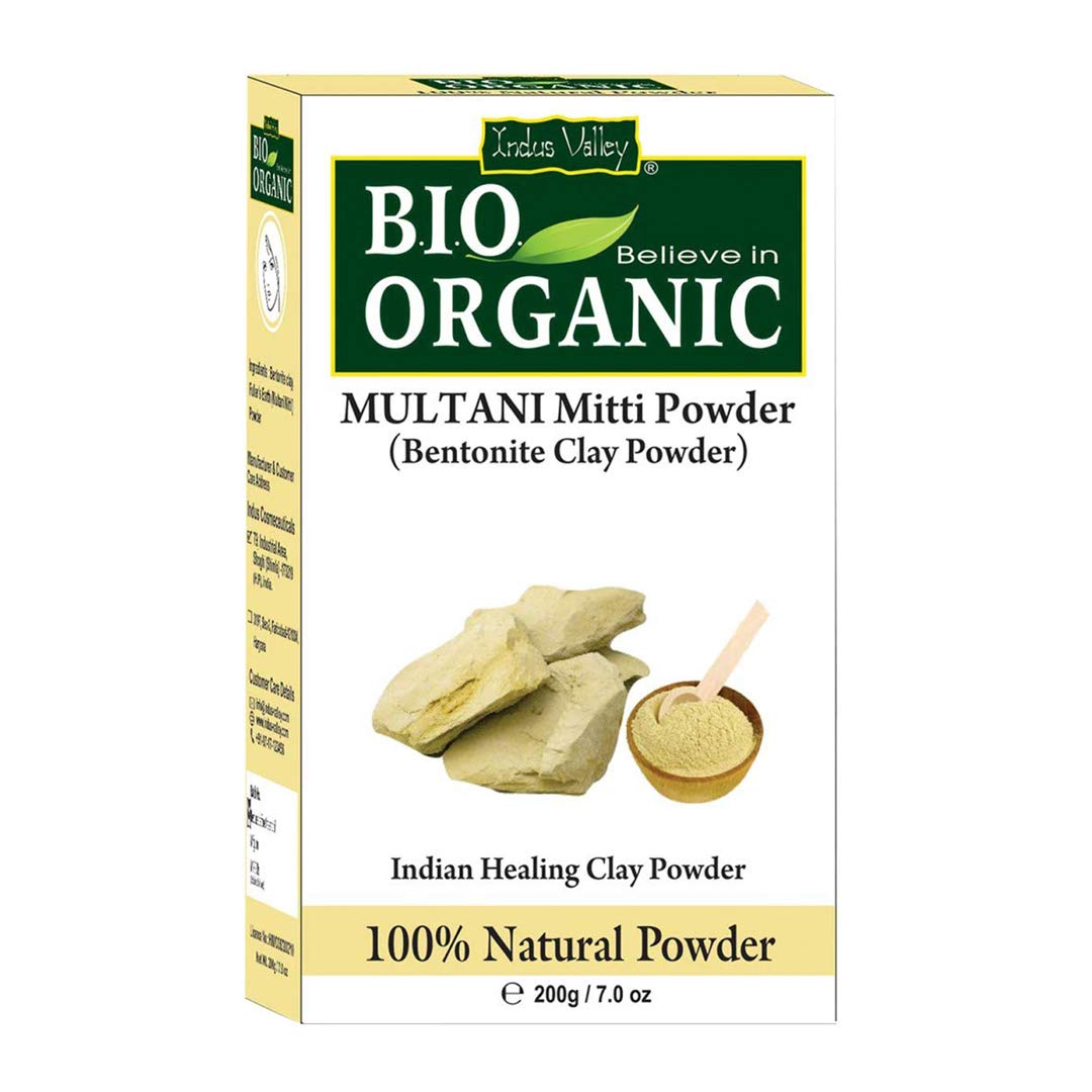 INDUS VALLEY Bio Organic Non-Toxic Aloe Vera Gel and Multani Mitti Powder | Healing Clay - for Acne, Scars, Glowing & Radiant Skin Treatment (175ml + 200g)