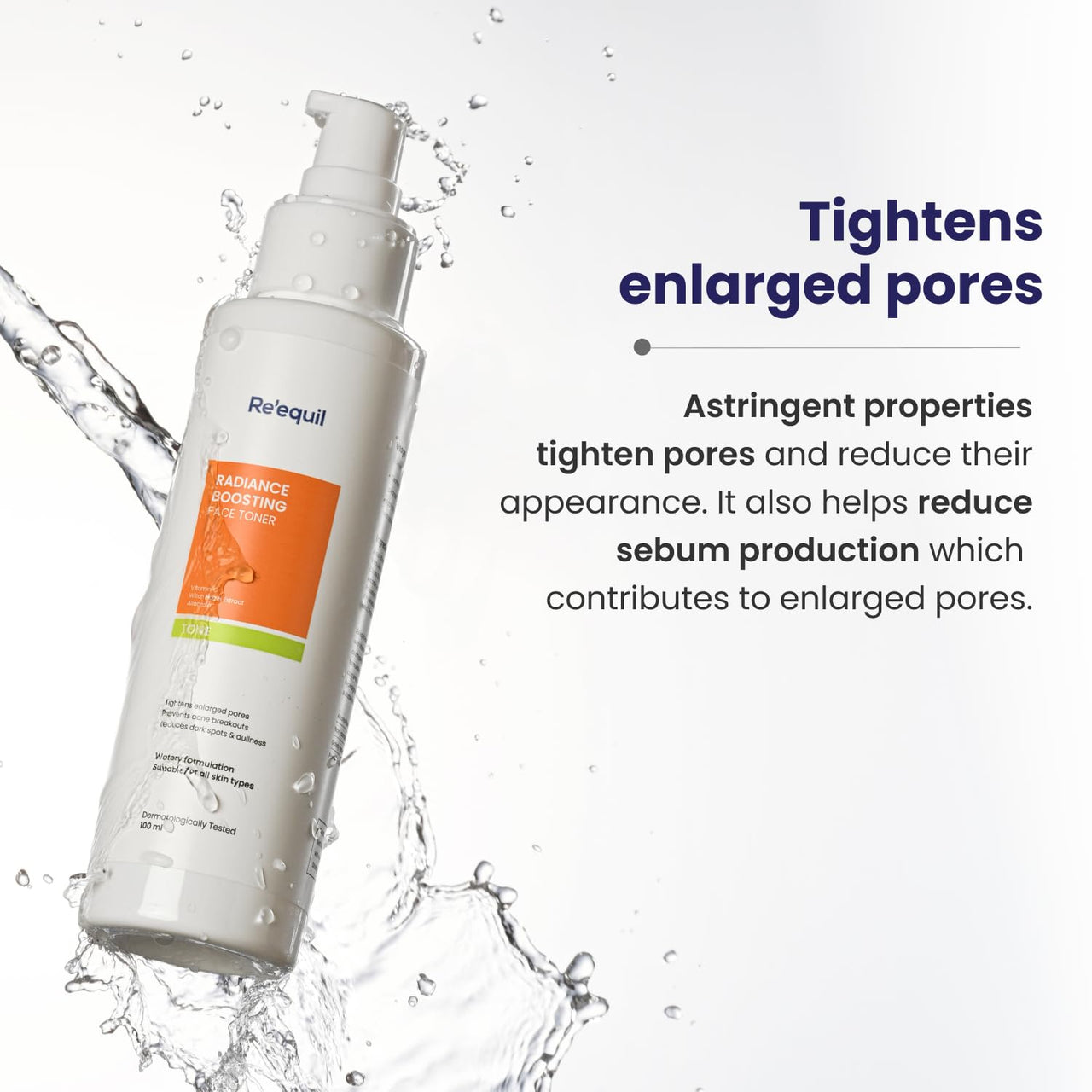 RE' EQUIL Vitamin C Face Liquid Toner for Hyperpigmentation Removal and Even Skin Tone with Hyaluronic Acid - 100ml