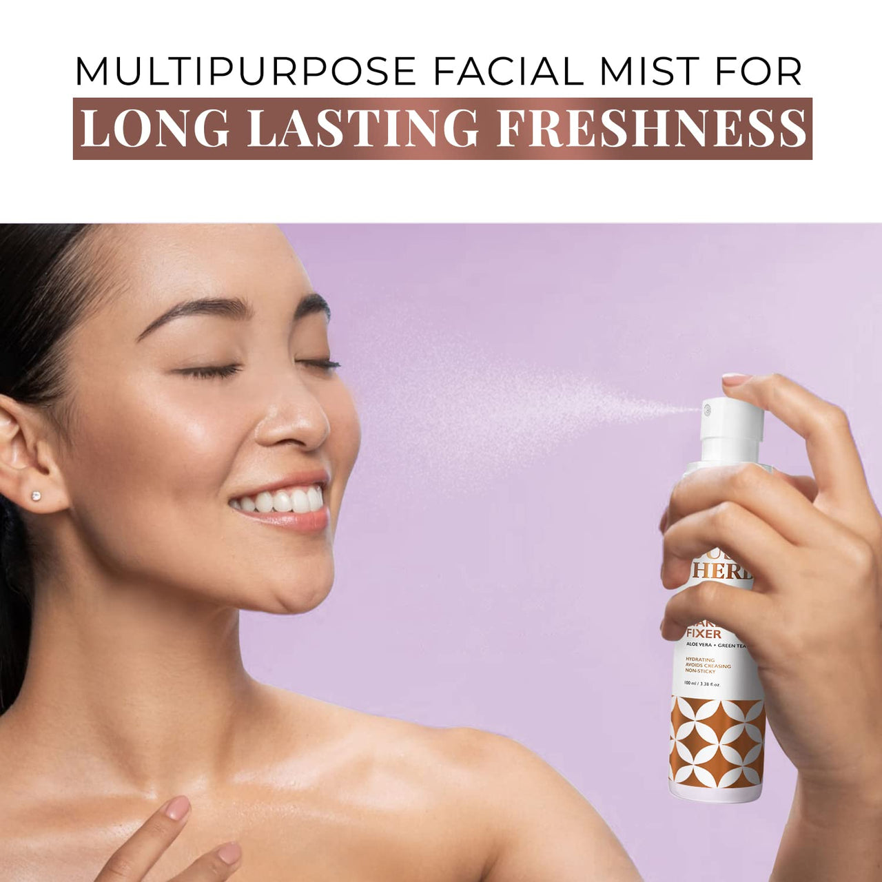 Just Herbs Long Stay Non Sticky Makeup Fixer, Setting Spray for Face Makeup with Aloevera and Green Tea 100 ml
