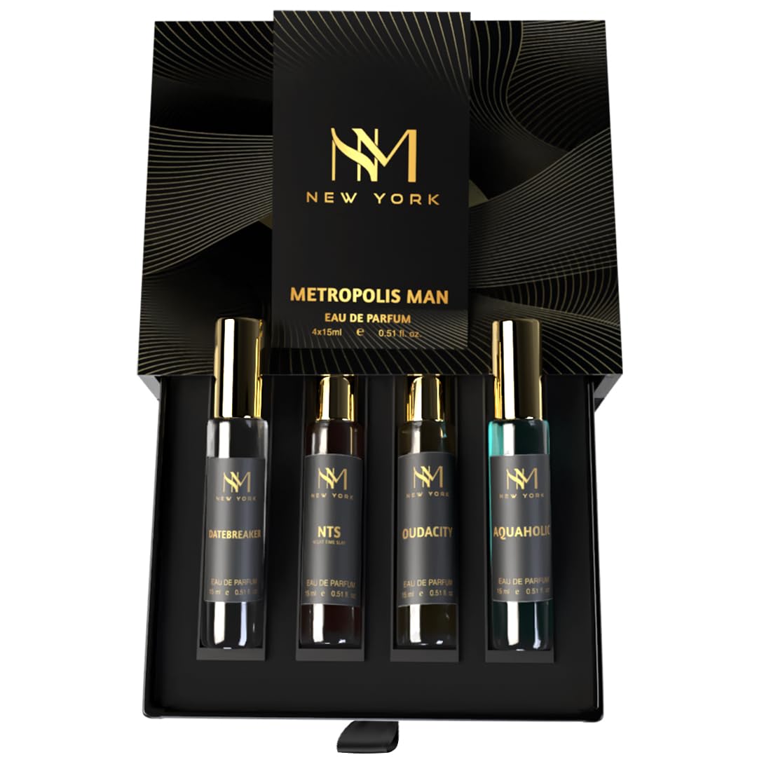 Nourish Mantra NM New York Metropolis Luxury Perfume Set Of 4 | perfume for man | birthday gift for friend | Perfume For Men long lasting smell | 15 ml Each