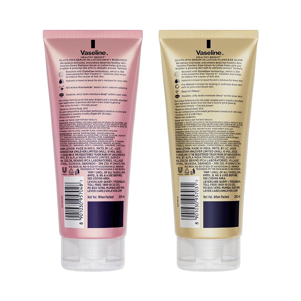 Vaseline Gluta-Hya Flawless Glow, 200Ml + Gluta-Hya Dewy Radiance, 200Ml Lotion