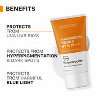 DERMATOUCH Niacinamide 2% Vitamin C Sunscreen for glowing skin | SPF 50+ PA ++++ | Quick Absorbing | Zero White Cast | 30g