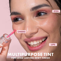 mCaffeine Shades Lip & Cheek Glow Tint | Multipurpose & Blendable | Longlasting Dewy Finish | Hydrating & Nourishing | Highly Pigmented Gel Formula | Lipstick | Blush for Women - Shade: Tulip | 3 ml