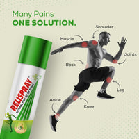 RELISPRAY Instant Pain Relief | Purely Ayurvedic Spray | Unique Pain relieving Technology for - Elbow pain, Backache, Knee pain, Muscle pain, Tired feet, Ankle sprain | Keeps pain away longer | Over 475 Spray | 95g