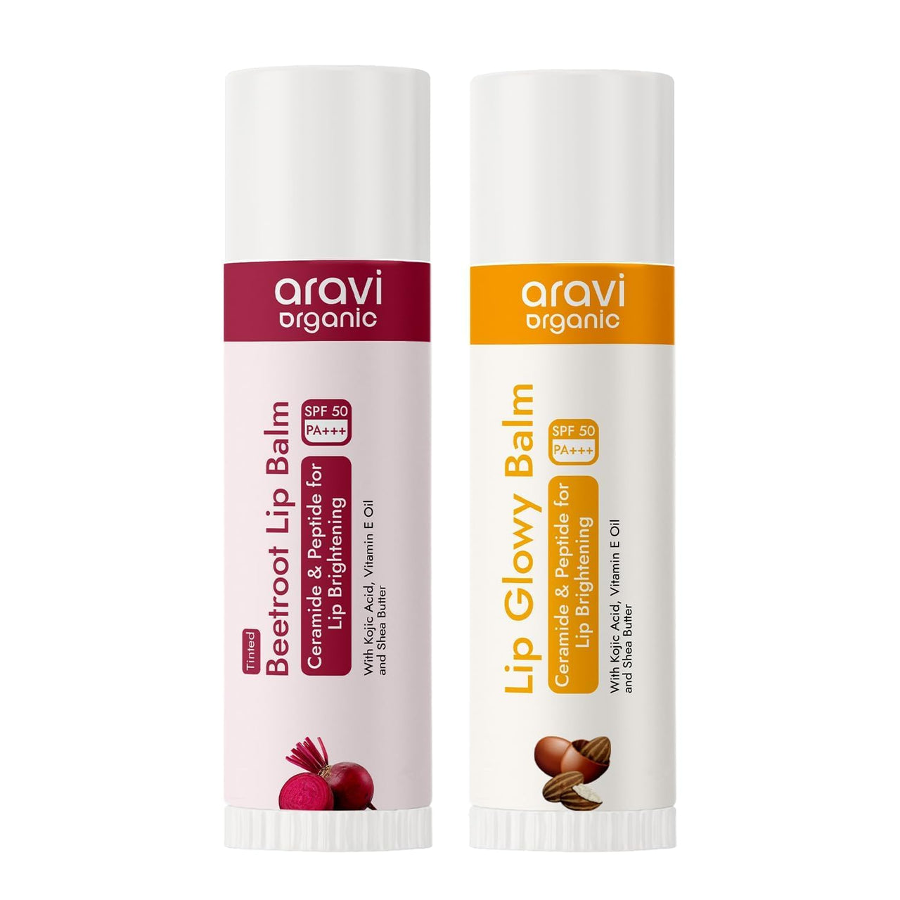 Aravi Organic Lip Balm Combo - With SPF 50+++ For Lip Brightening - Pack of 2