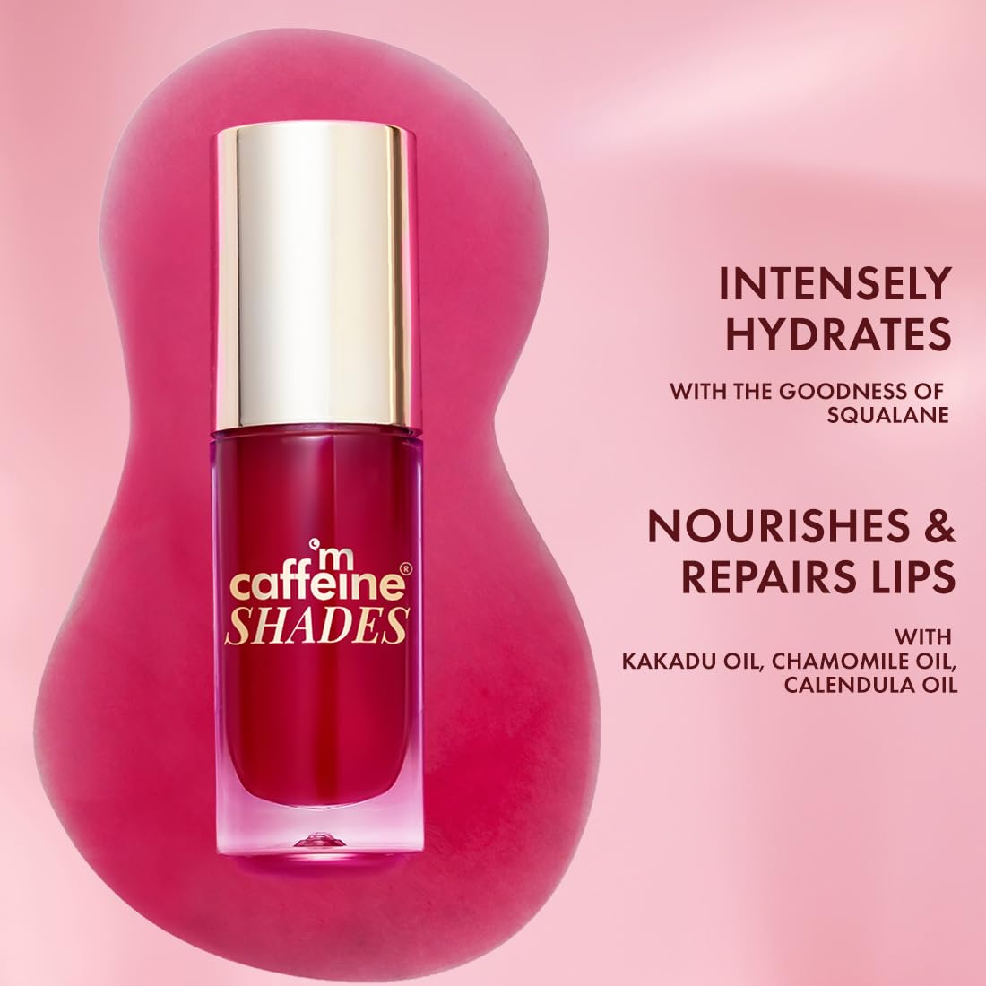 mCaffeine Shades Hydra Gloss Tinted Lip & Cheek Oil | Intense Hydration,Non-sticky & Plumps Lips | Infused with Squalane & Rich Oil Blend | Juicy, Glazed Lips with Natural Tint | Lipstick for Women | 5 ml - Cherry Glaze