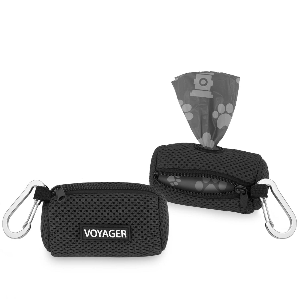 Best Pet Supplies 2-Pack Dog Poop Bag Holder Leash Attachment, Color, Reusable Mesh Dispenser Pouch for Travel, Walking, Park, and Outdoor Use, Soft and Durable with Clip-On - Mesh Black Mesh Dispensers (Black) 0.5 Count (Pack of 2)