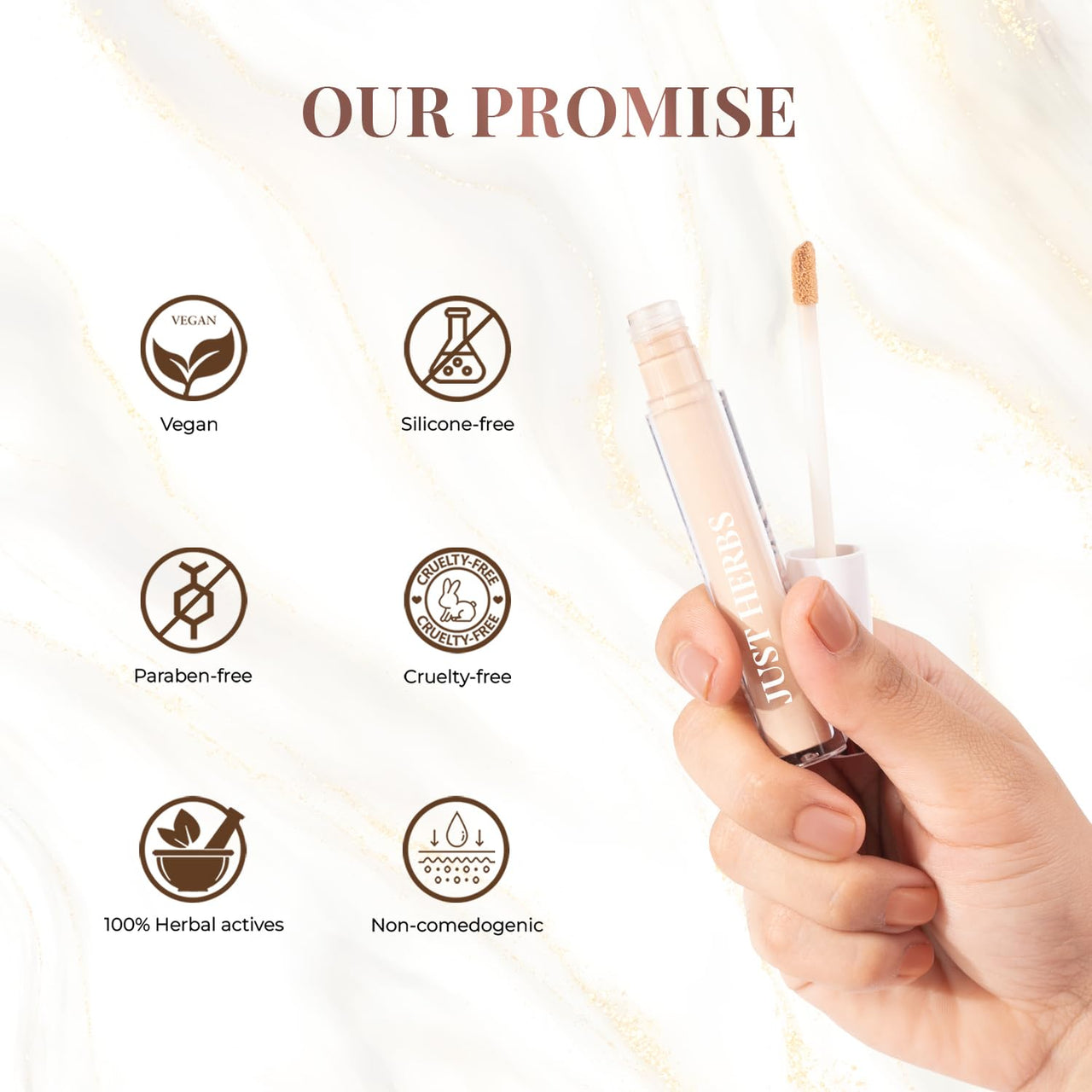 Just Herbs Full Cover Filter Finish Under Eye Light Weighted Matte Finish Concealer for Face Makeup 5 ml (Sand)
