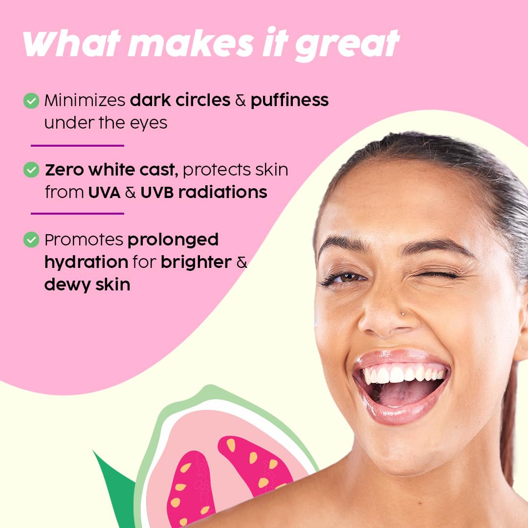 The Plant Fix Plix Under-Eye Gel and SPF 50+ Guava Glow Sunscreen Combo, For Glowing Skin & Reducing Dark Circles, 3% Niacinamide, Ceramides, Vitamin C | For Women & Men, All Skin Types