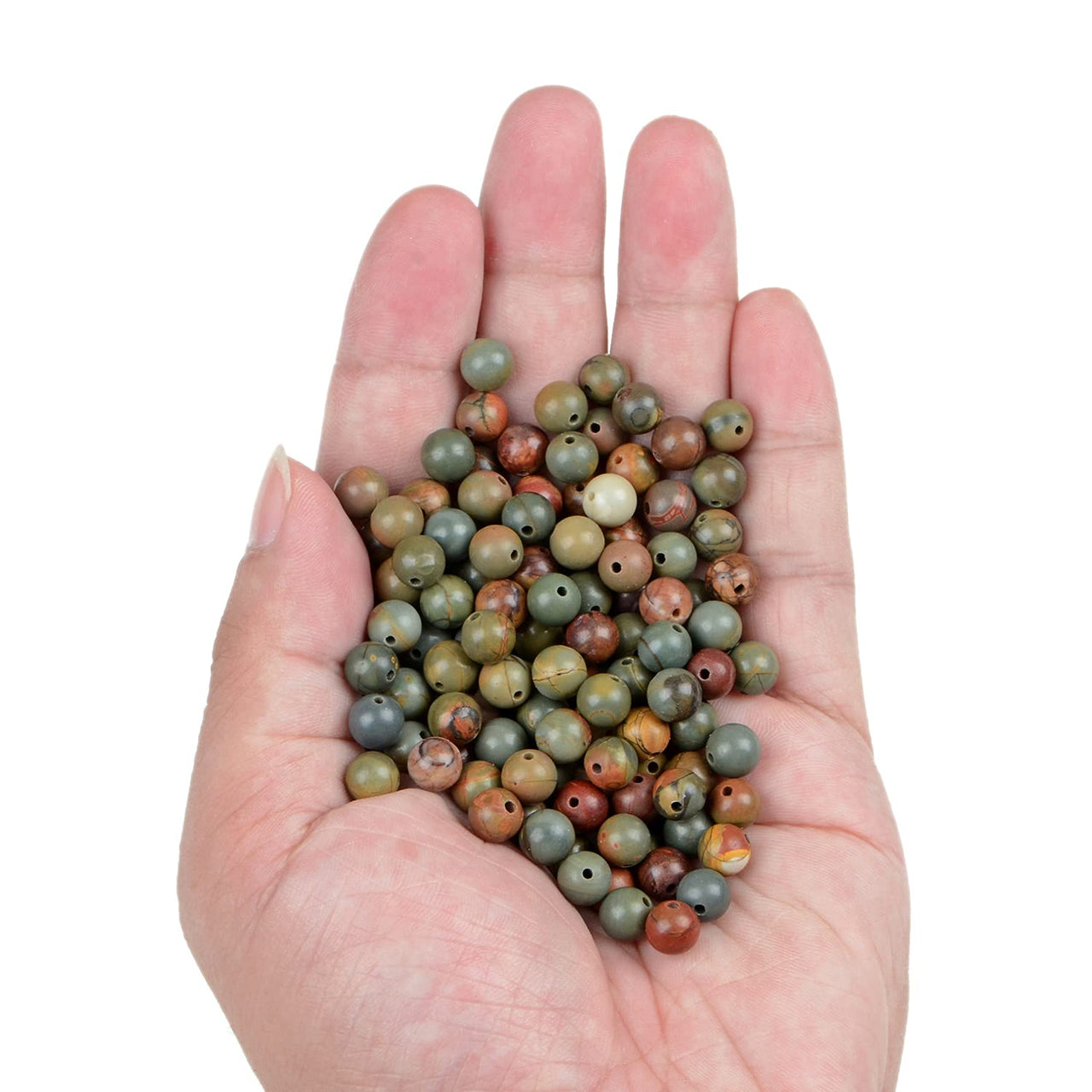 Bymitel 210pcs Natural Crystal Beads Stone Gemstone Round Energy Healing Loose Beads with Stretch Cord for Jewelry Making Bracelets Anklets (Picasso, 6mm 210pcs) Picasso