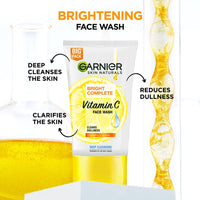Garnier Skin Naturals Bright Complete Vitamin C Facewash, For Brighter and Glowing Skin - Daily Cleanser Suitable For all Skin Types, 150g (Pack of 2)