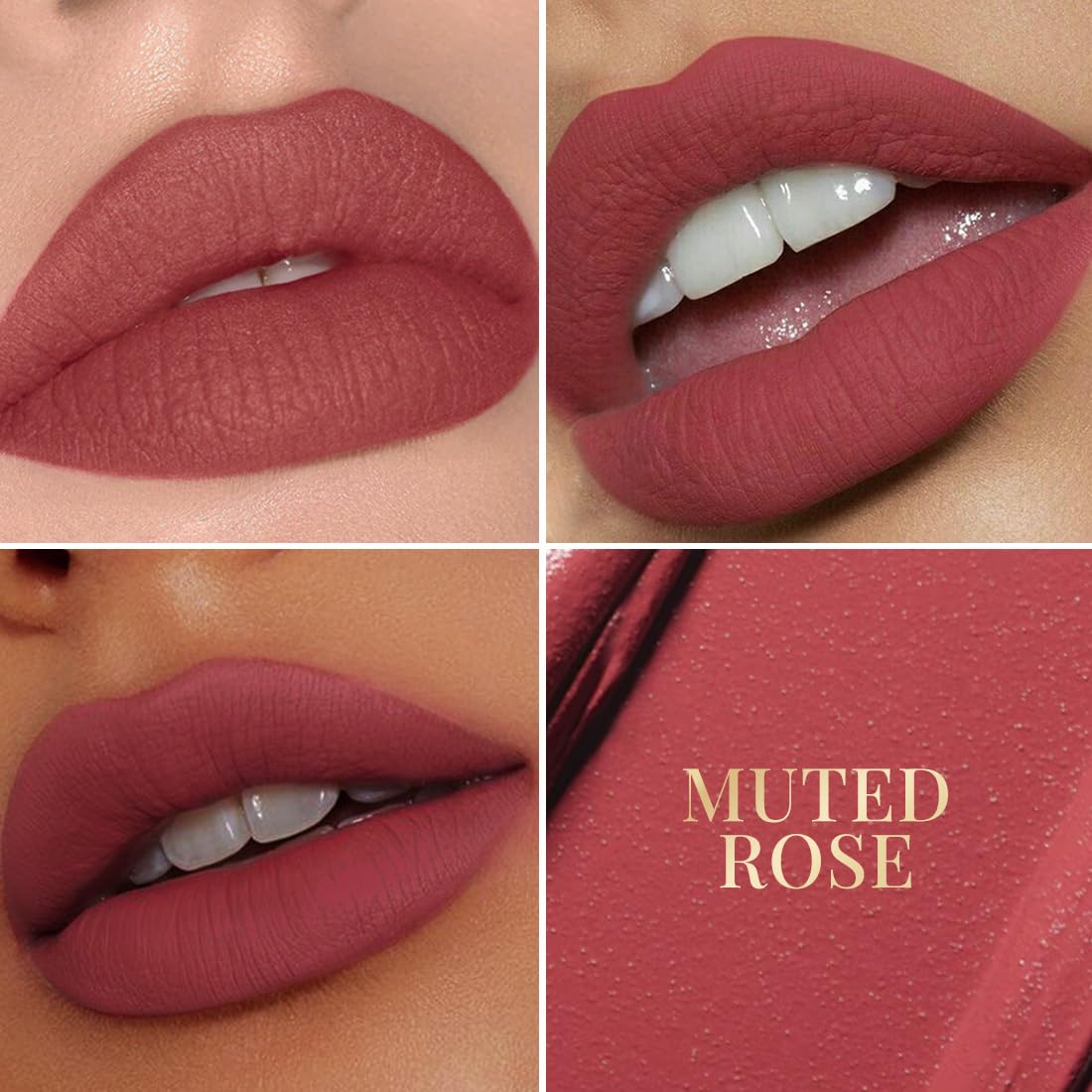 mCaffeine Shades Velvet Blur Matte Liquid Lipstick | 12 Hrs Intense Stay | Lightweight & Non-drying, Blurs Lip Creases | Transferproof & Smudgeproof | 4 ml - Passionate Crimson (Muted Rose)