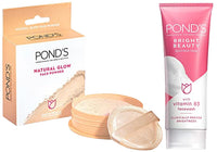 POND's Bright Beauty Spot-less Glow Face Wash With Vitamins, Removes Dead Skin Cells & Dark Spots, Double Brightness Action, All Skin Types, 100g & Pond's  Natural Glow Face Powder, BB Glow - 30G