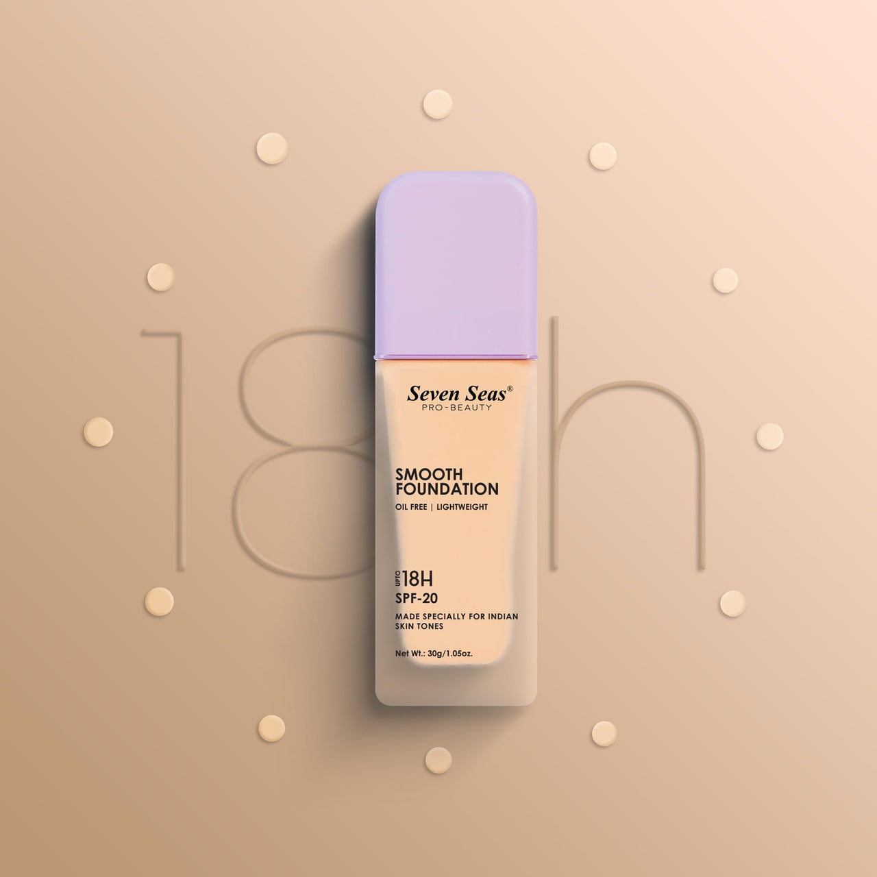 Seven Seas Smooth Foundation | Oil Free | Lightweight | Long Lasting Foundation for Face Makeup | SPF-20 (Ivory, 30G)
