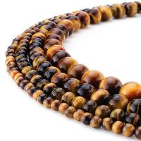 BEADNOVA Yellow Tiger Eye Beads Natural Crystal Beads Stone Gemstone Round Loose Energy Healing Beads with Free Crystal Stretch Cord for Jewelry Making (8mm, 45-48pcs) 8mm 06) Brown Tiger Eye Round Beads