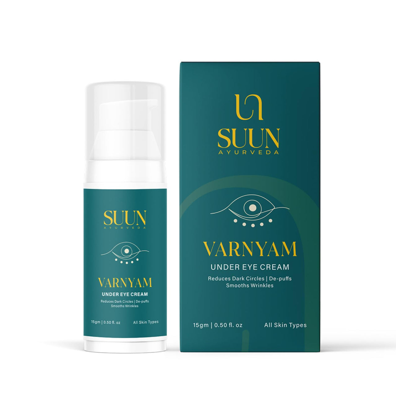 Suun Ayurveda Under Eye Cream I Reduces Dark Circles, Puffiness & Wrinkles | 4% Caffeine, 3% Bakuchiol & 5% Peptides | Brightening & Firming Eye Serum for Men & Women I Visible Results in 14 Days | 15ml