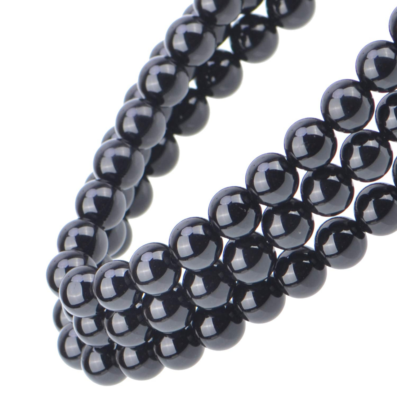 100Pcs Natural Crystal Beads Stone Gemstone Round Loose Energy Healing Beads with Free Crystal Stretch Cord for Jewelry Making (Tourmaline Black, 8MM) Tourmaline Black