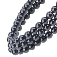 100Pcs Natural Crystal Beads Stone Gemstone Round Loose Energy Healing Beads with Free Crystal Stretch Cord for Jewelry Making (Tourmaline Black, 8MM) Tourmaline Black