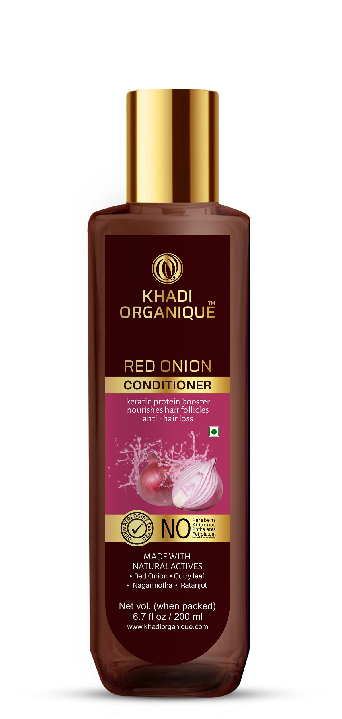 Khadi Organique Red Onion Hair Conditioner With Keratin Protein Booster (SLS & PARABEN FREE) (Red Onion Hair Conditioner)
