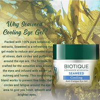 Biotique Seaweed Revitalizing Anti Fatigue Eye Gel | Contains Wild Seaweed, Nutmeg, & Honey | Reduces Dark Circle and Puffiness | Suitable for All Skin Types | 15gm